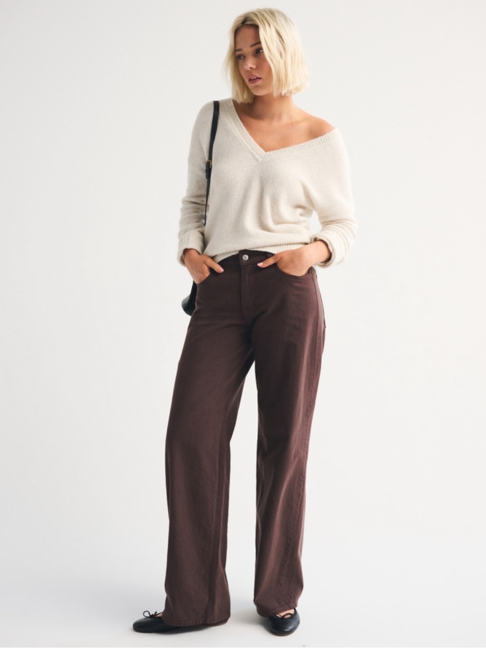 Abercrombie & Fitch Wide-Leg Chocolate Brown High-Rise Pants